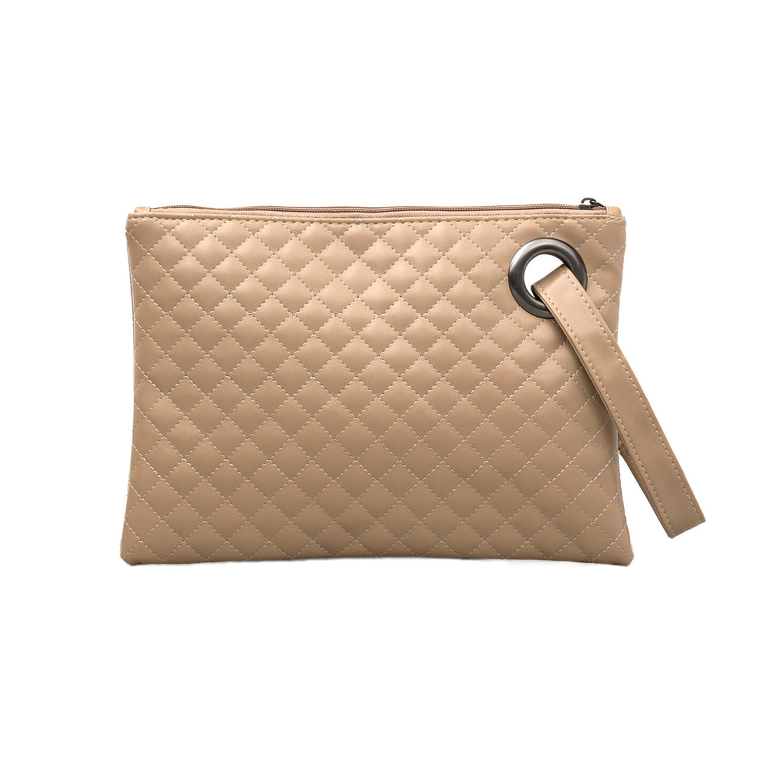 Quilted Vegan Leather Wristlet Clutch with Card Slots