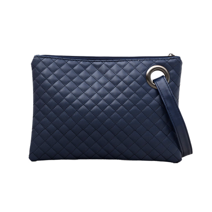 Quilted Vegan Leather Wristlet Clutch with Card Slots