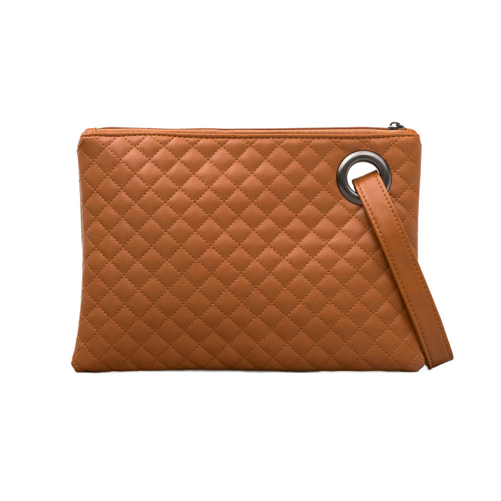 Quilted Vegan Leather Wristlet Clutch with Card Slots