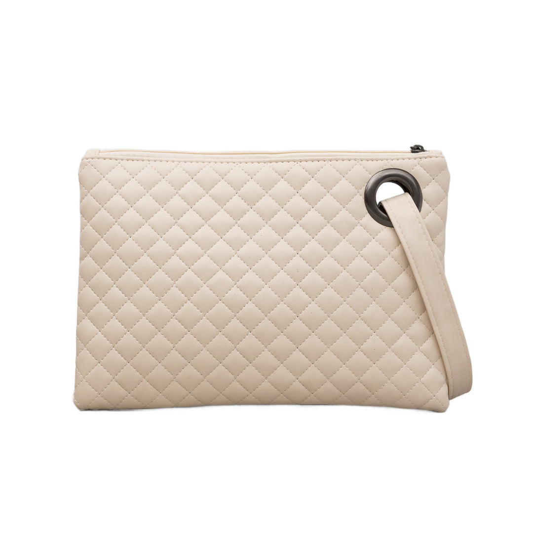 Quilted Vegan Leather Wristlet Clutch with Card Slots