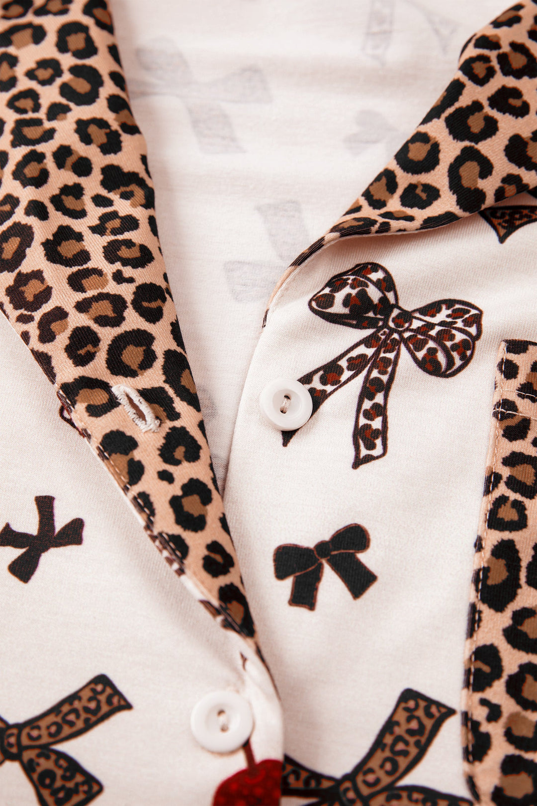 Della Cherry Bow Patchwork Pajama Lounge Set