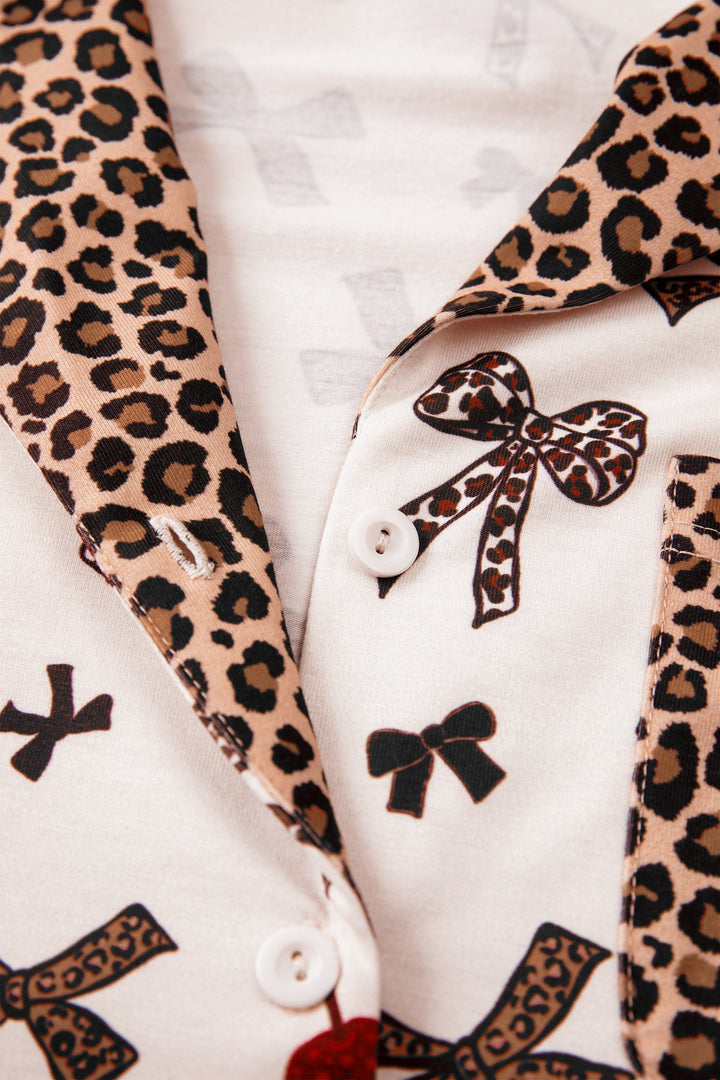 Della Cherry Bow Patchwork Pajama Lounge Set