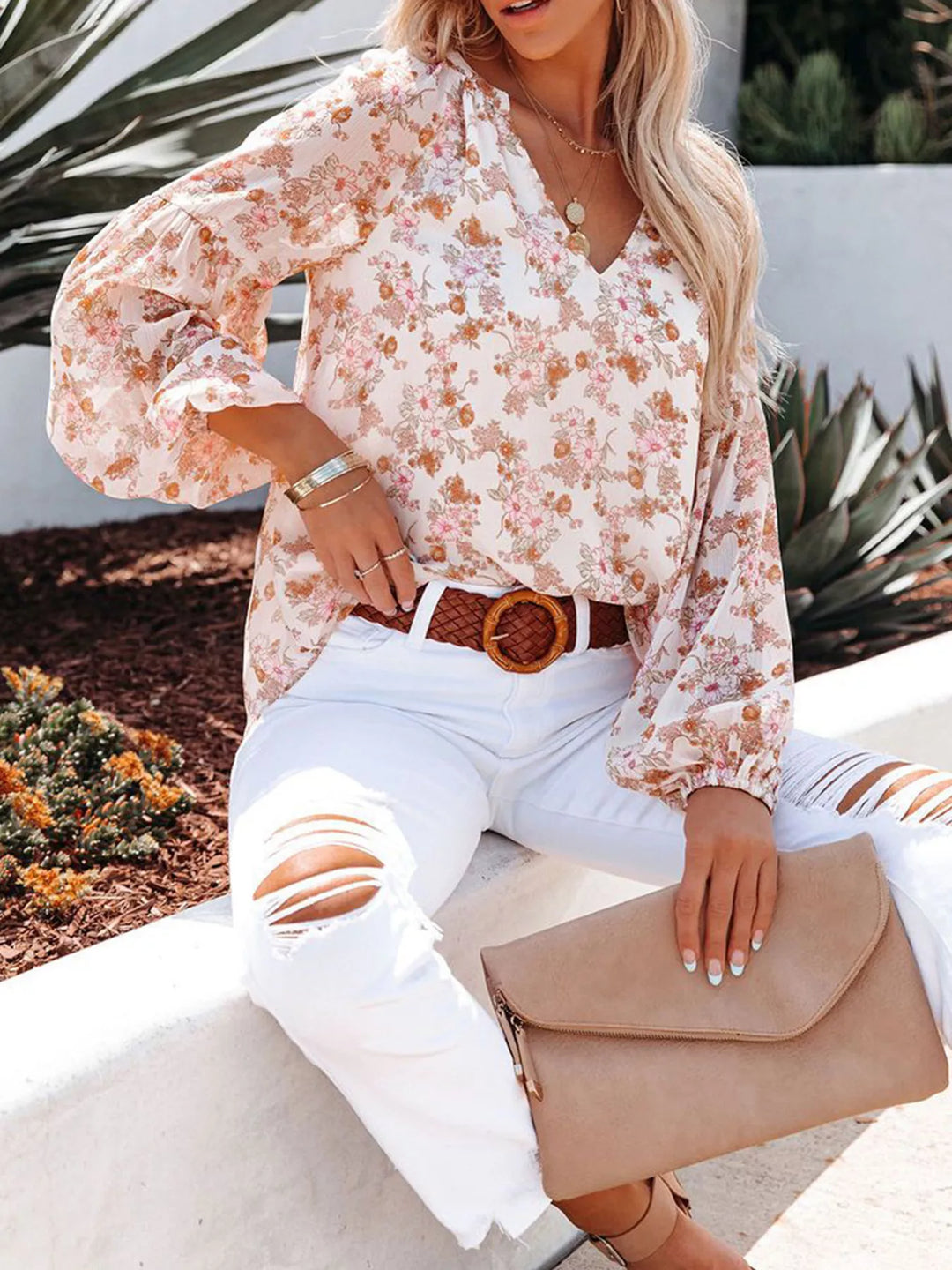 Meadow Long Sleeve Floral Blouse