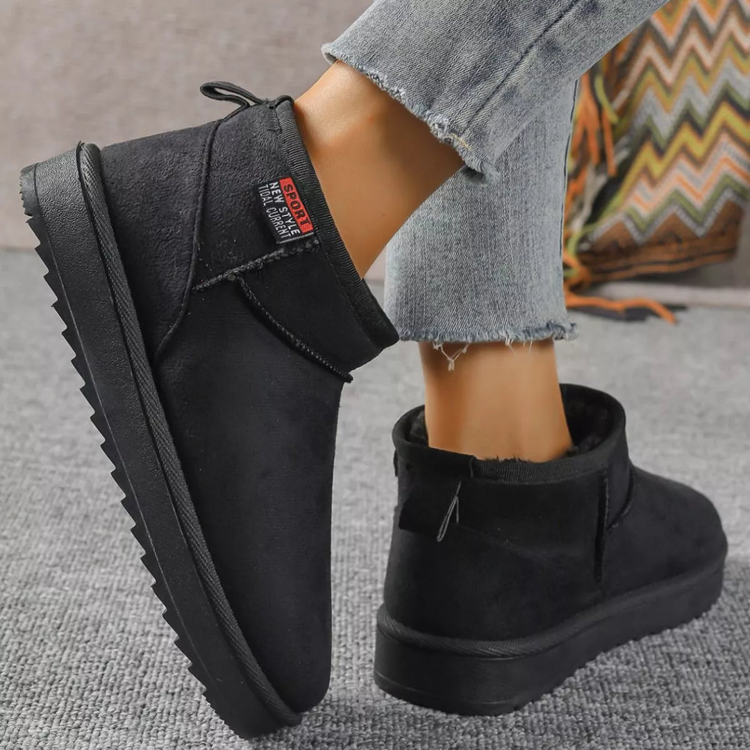 Suede Round-Toe Platform Boots