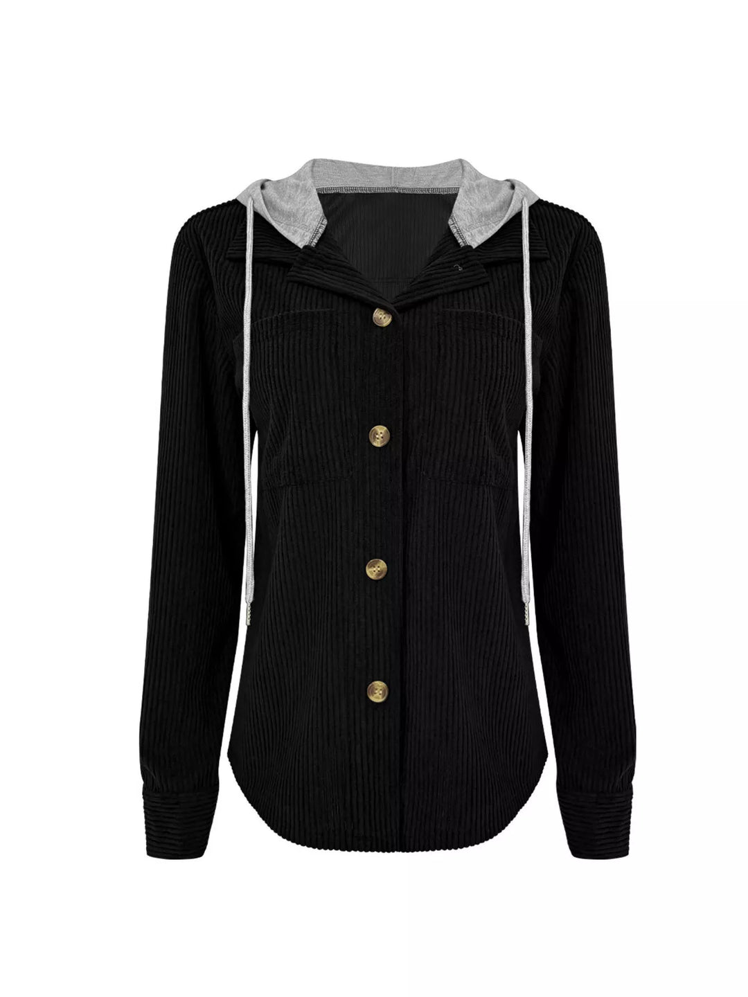 Trailside Charm Hooded Corduroy Button-Down Jacket