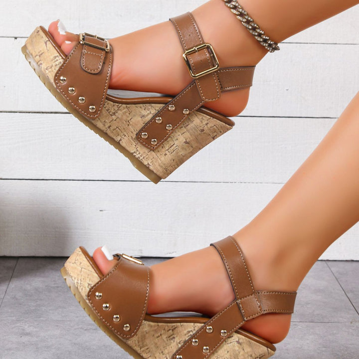 Open Toe Wedge Sandals | Ankle Strap High Wedge Heels