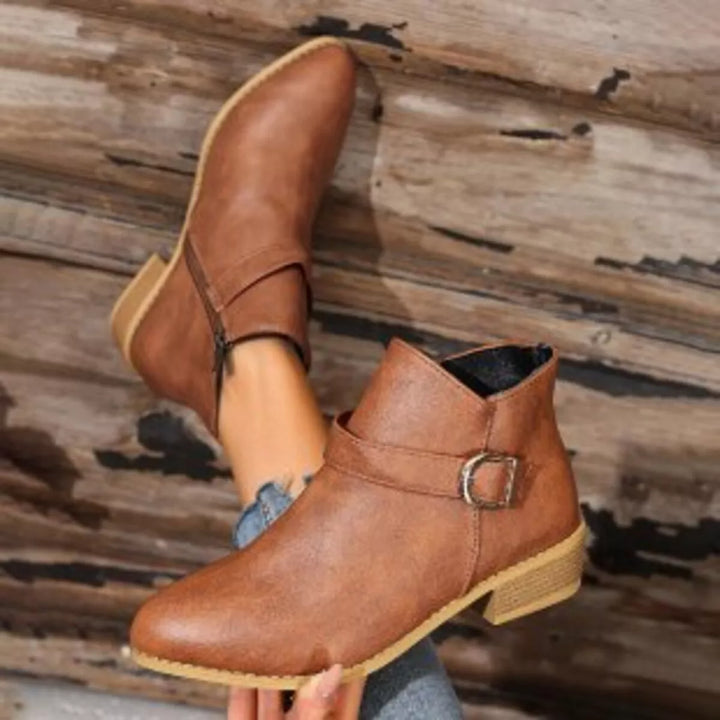 Pointed Toe Block Heel Ankle Boots