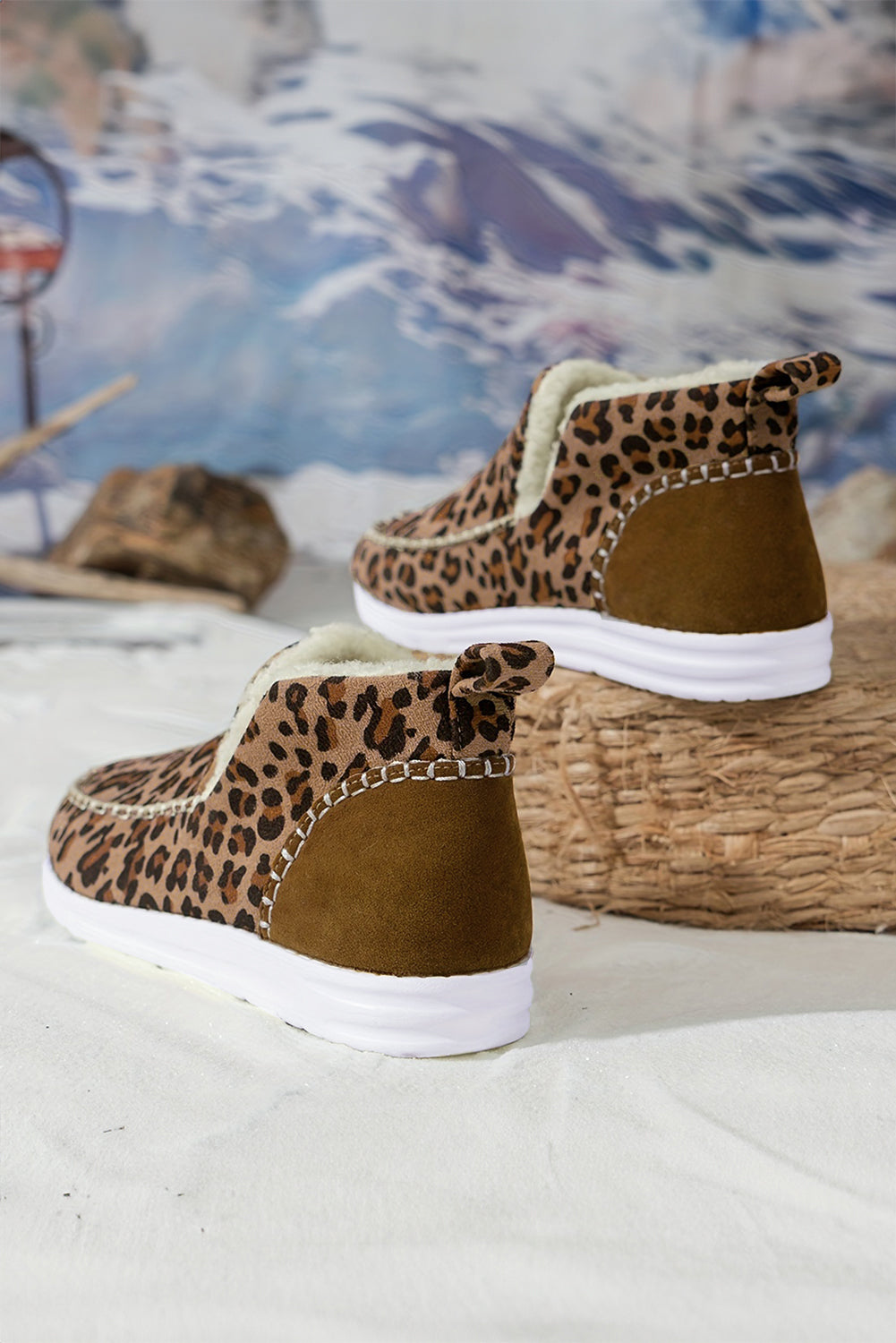 Sofia Leopard Print Fur-Lined Slip-On Winter Boots
