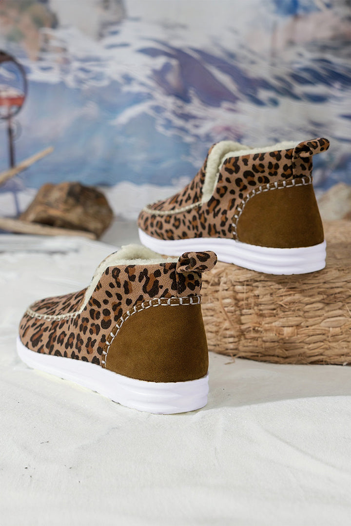 Sofia Leopard Print Fur-Lined Slip-On Winter Boots