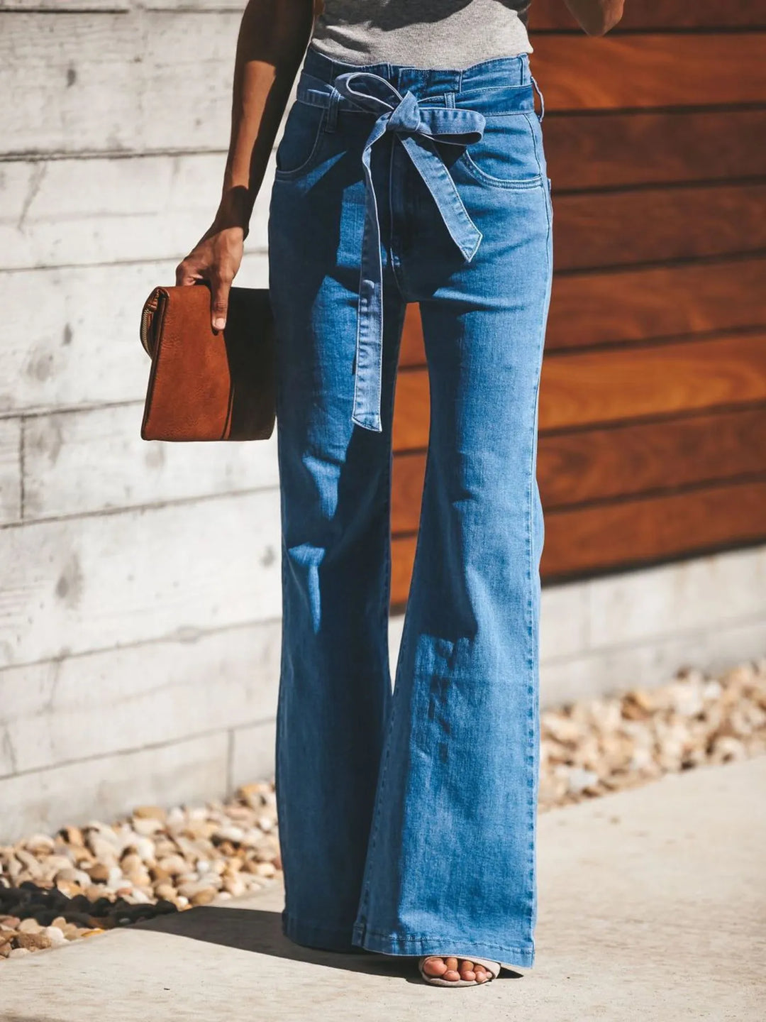 High-Waisted Tie-Front Flare Jeans | Women&