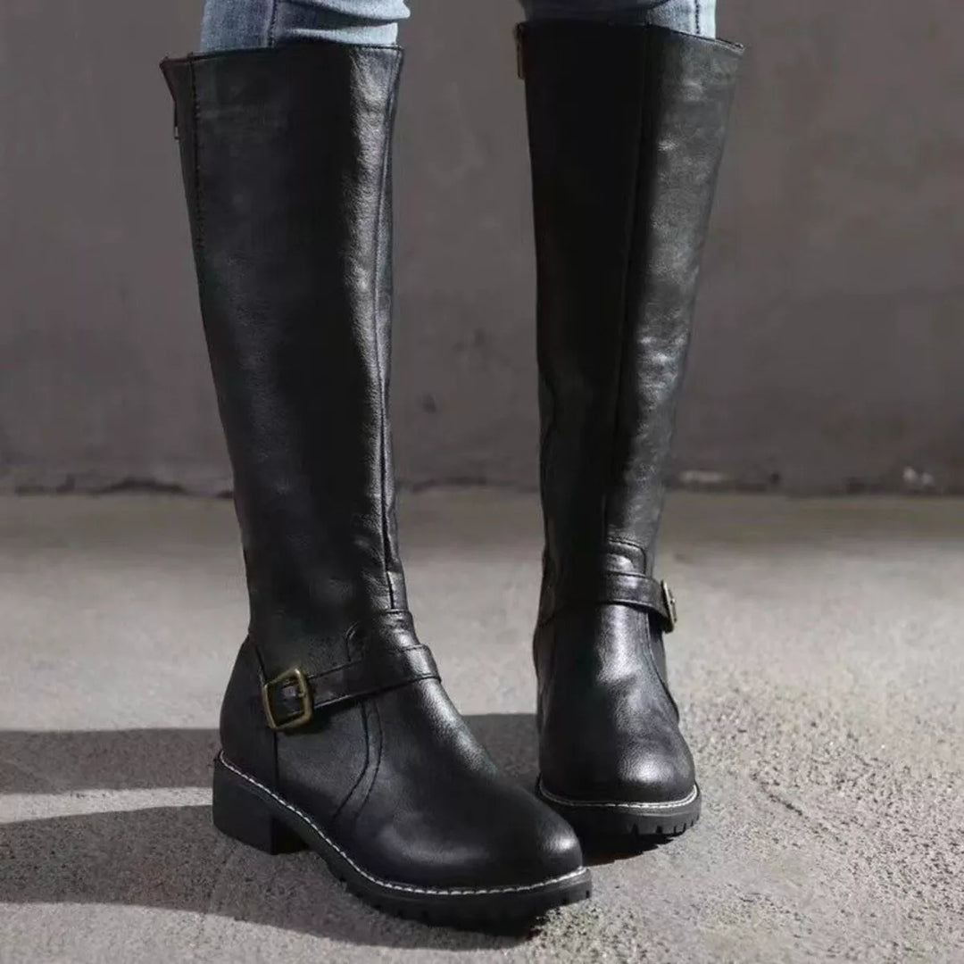 Round-Toe Block Heel Boots