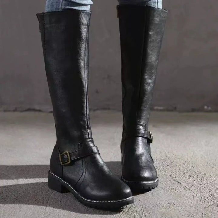 Round-Toe Block Heel Boots