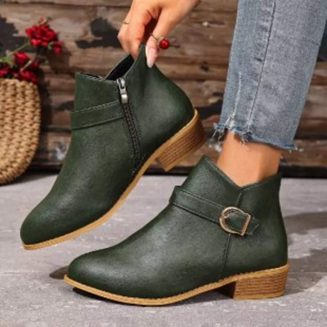 Pointed Toe Block Heel Ankle Boots