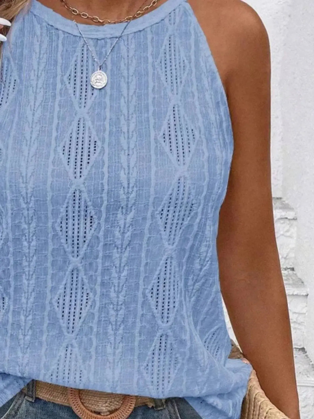 Eyelet Textured Tank Top