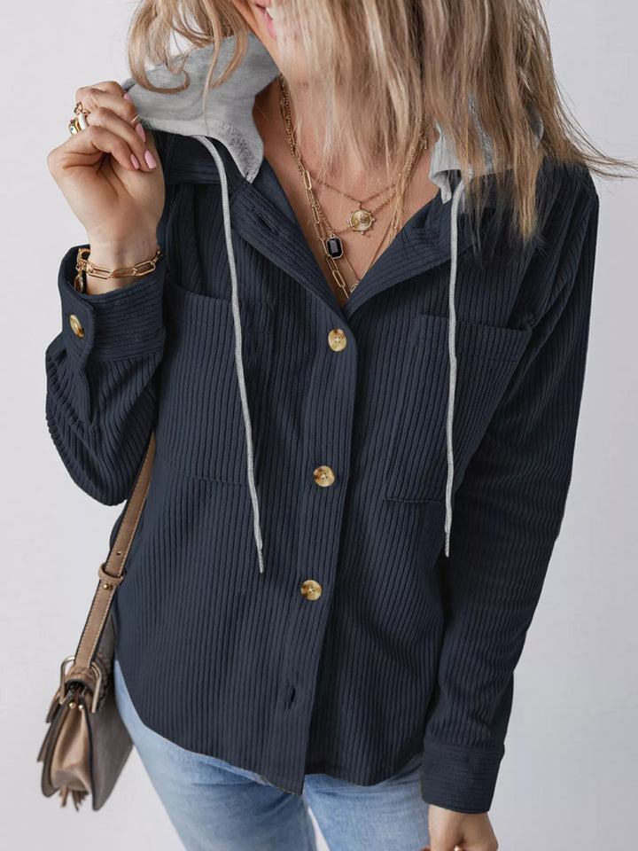 Trailside Charm Hooded Corduroy Button-Down Jacket