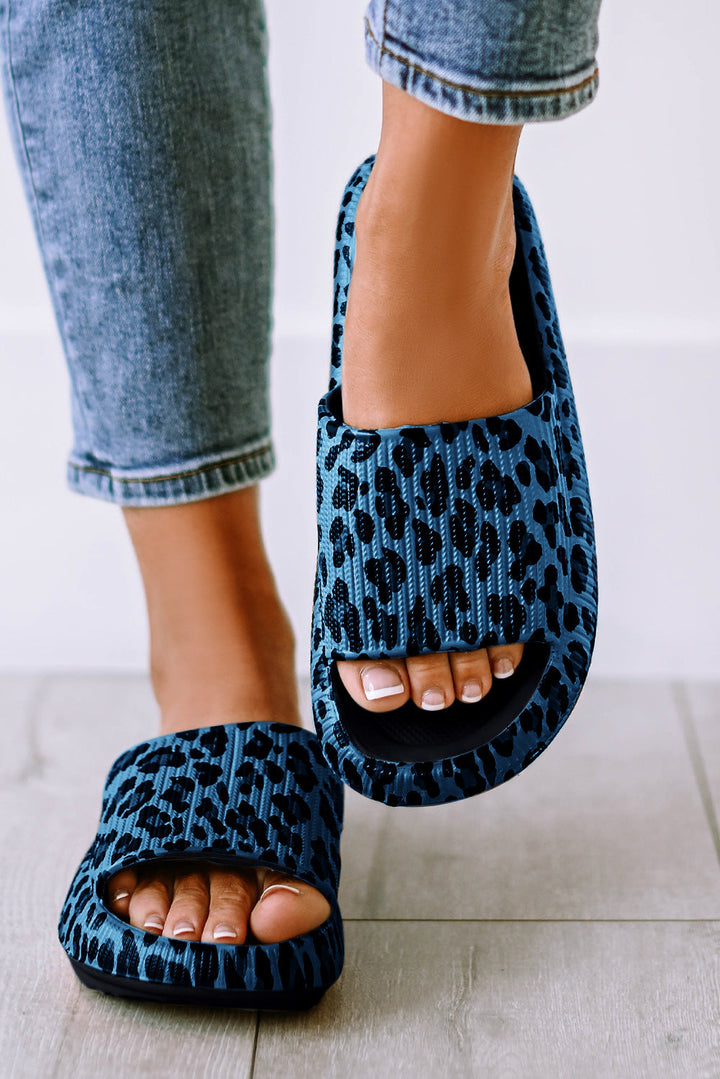 Bellamy Leopard Ribbed Thick Sole Slip-On Slippers