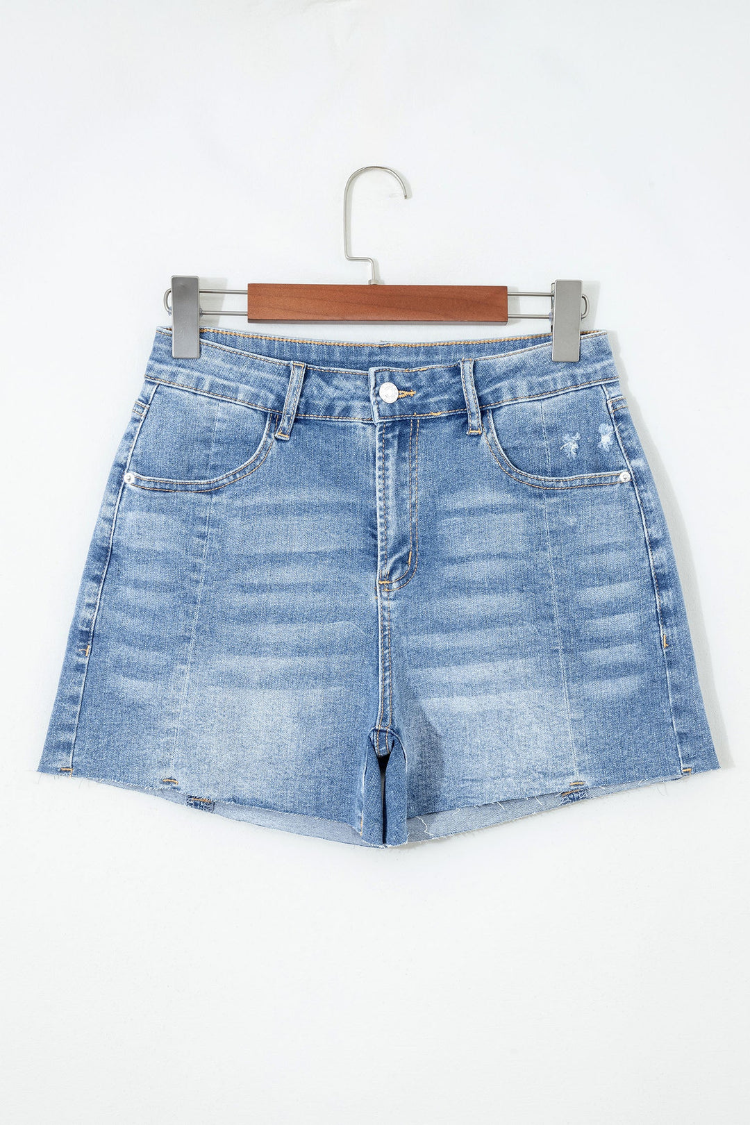 Acid Wash Raw Hem Denim Shorts – High Waist Loose Fit