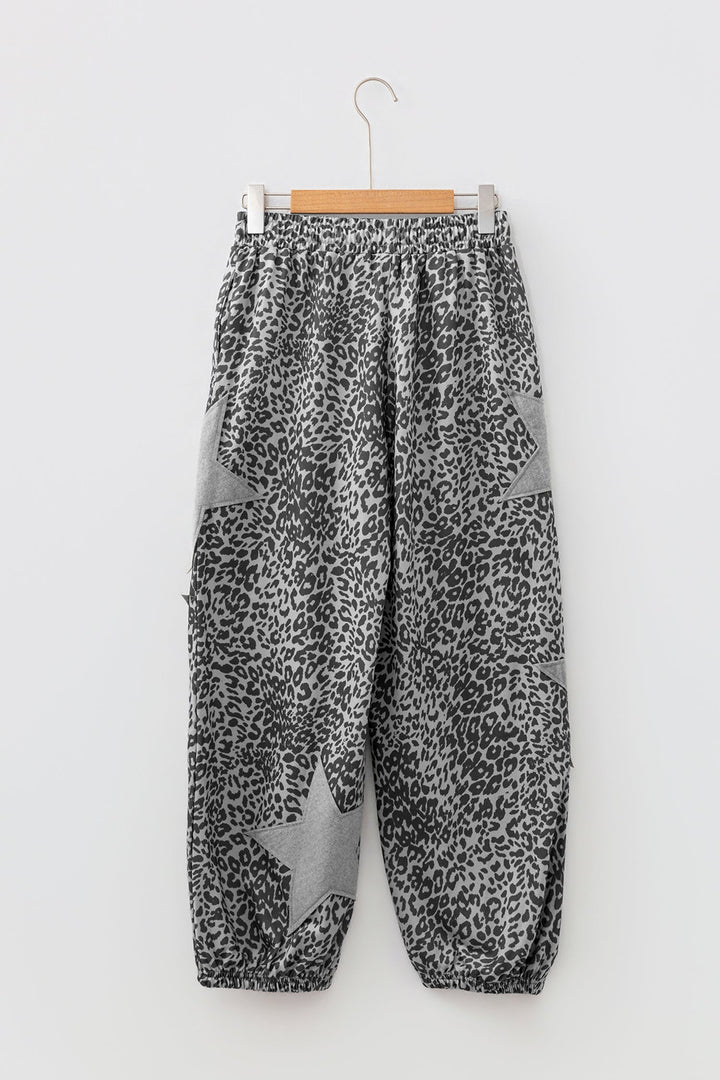 Leopard Star Patch Jogger Pants