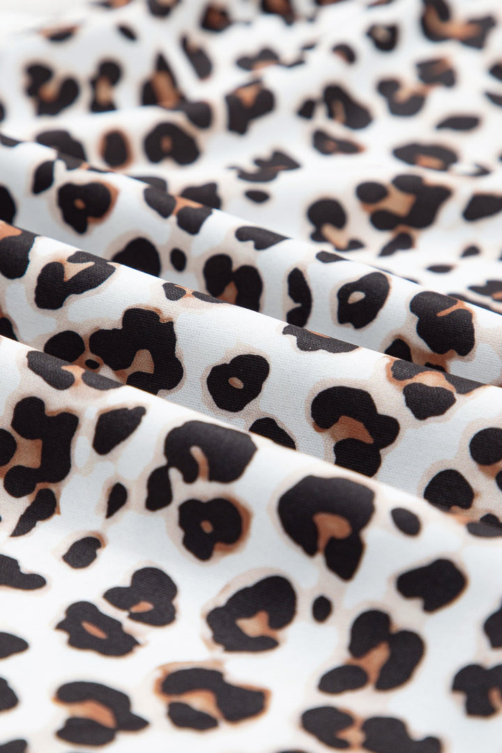 Leopard Print Jogger Pants with Elastic Waist &amp; Side Stripe