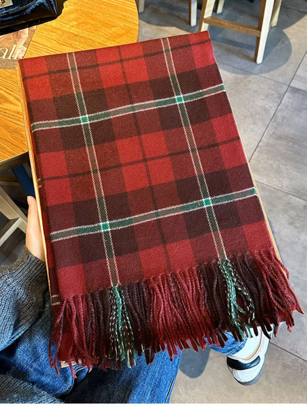 Plaid Fringe Scarf | Fireside Trails