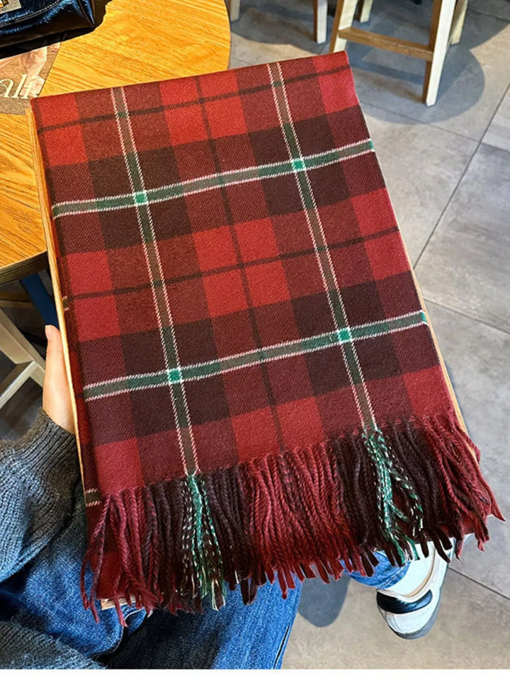 Plaid Fringe Scarf | Fireside Trails