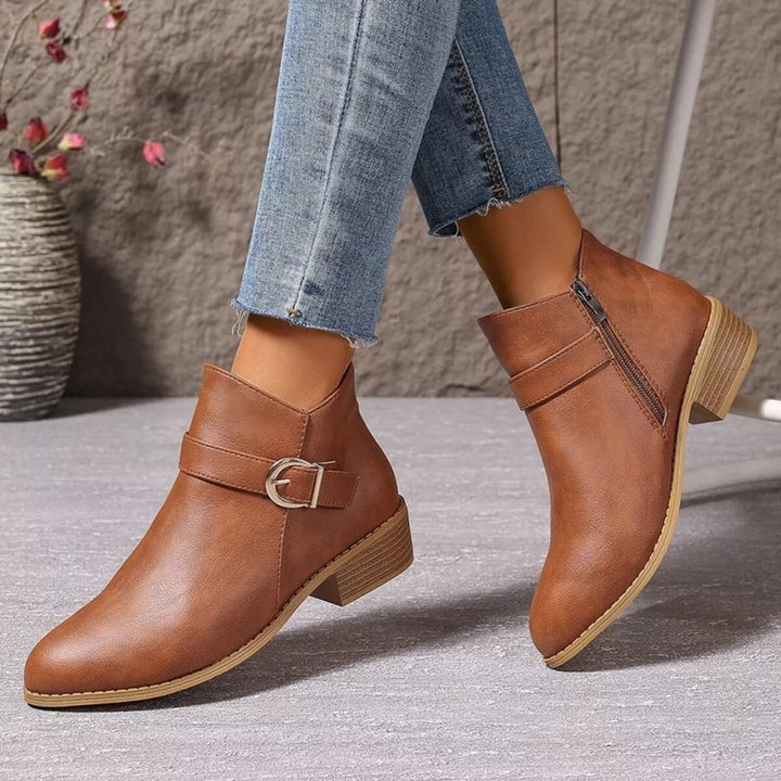 Pointed Toe Block Heel Ankle Boots