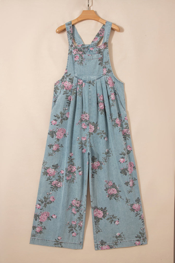 Olivia Wide Leg Denim Jumpsuit | Vintage Wash Boho Overalls