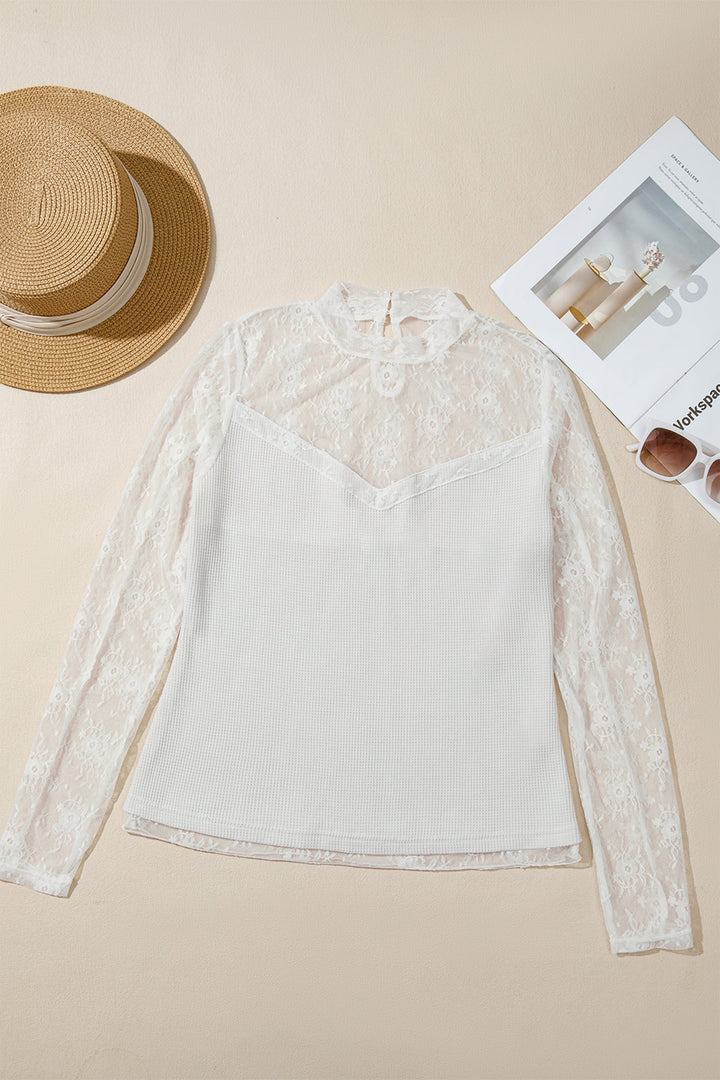 Lace Mesh Ribbed Top