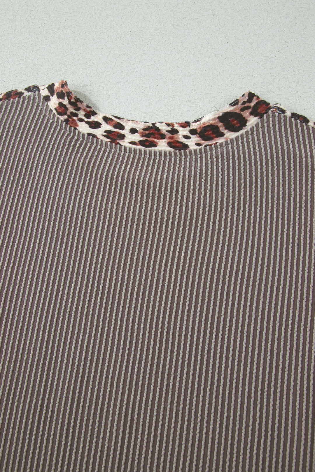 Leopard Trim Corded Top &amp; Shorts Set