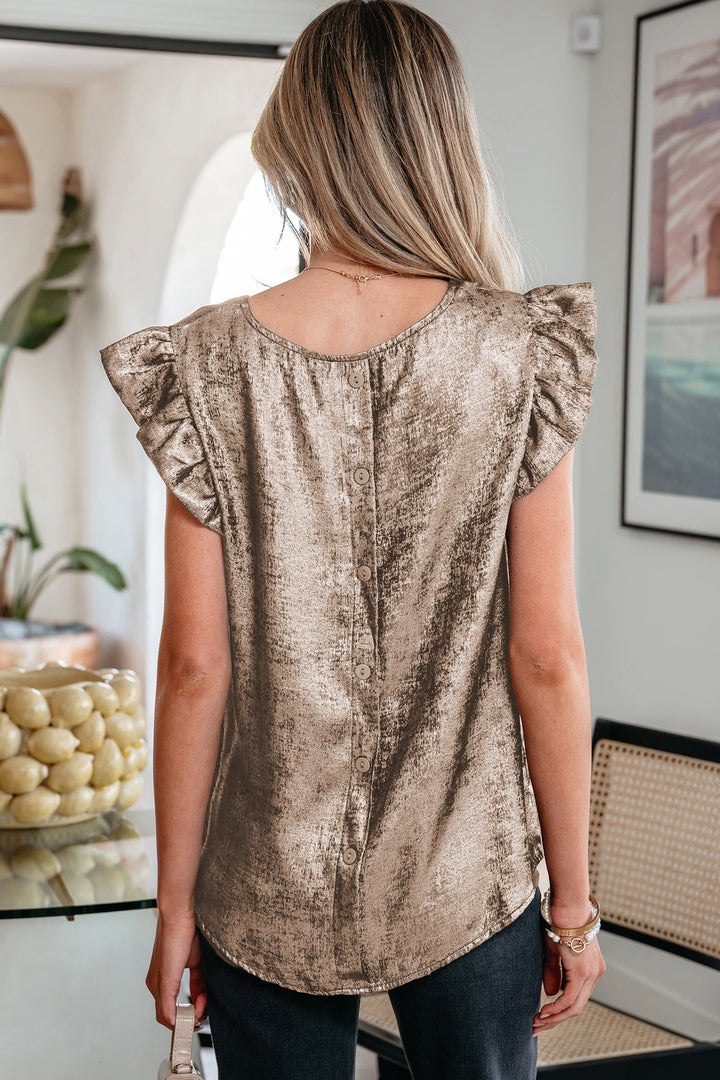 Ruffle Trim Sleeveless Top