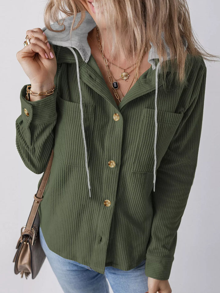Trailside Charm Hooded Corduroy Button-Down Jacket