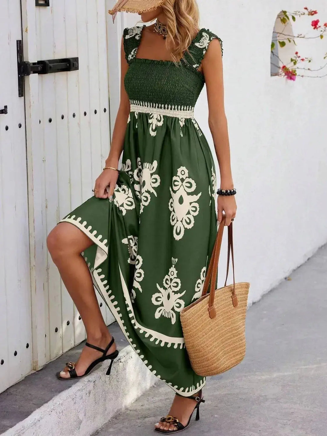 Boho Smocked Maxi Dress
