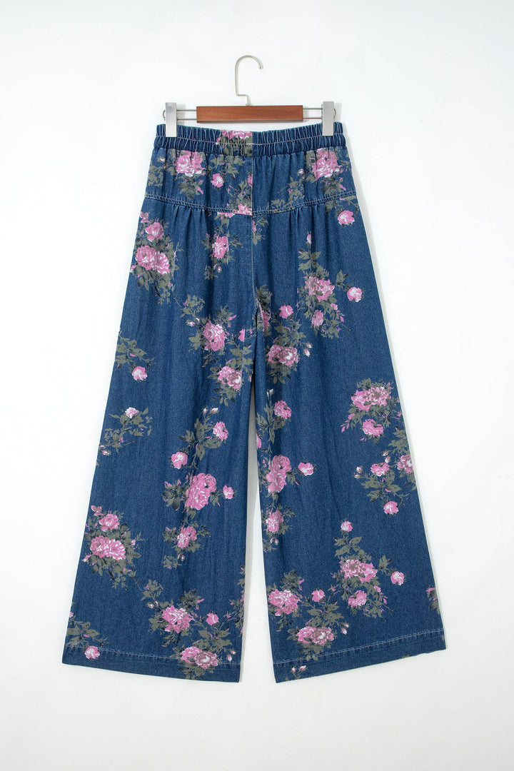 Floral Denim Wide Leg Jeans