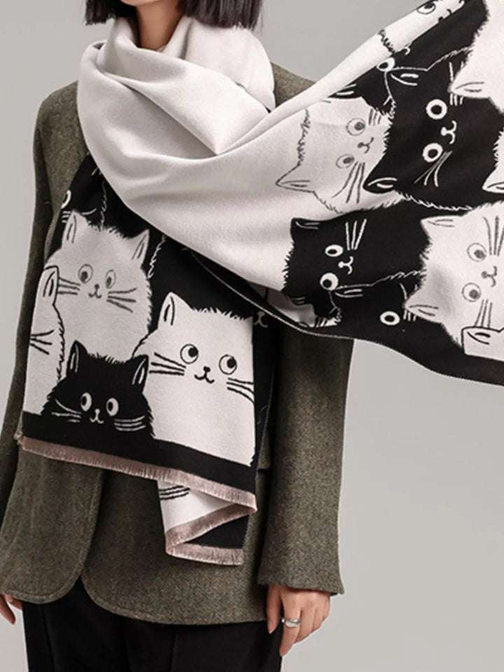 Whisker Wishes Cat Pattern Scarf