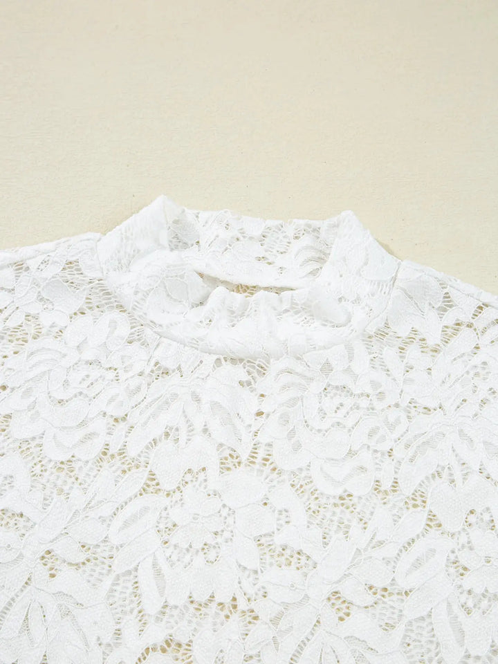 Lace Crochet Bell Sleeve  Blouse