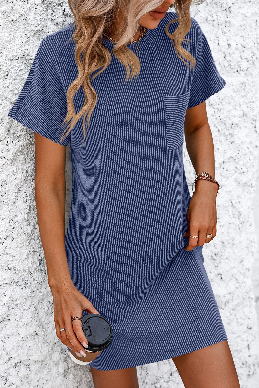 Mandy Ribbed Striped Mini Tee Dress