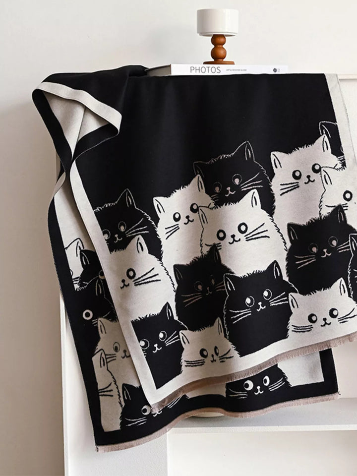 Whisker Wishes Cat Pattern Scarf