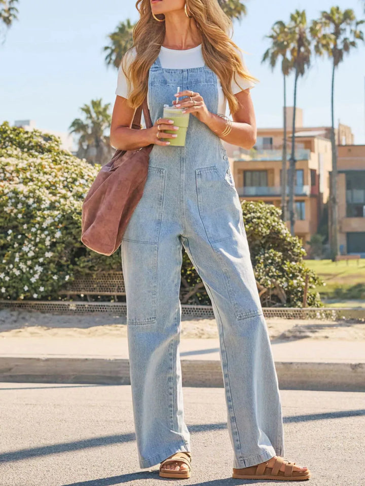 Coastal Wide Leg Denim Overalls