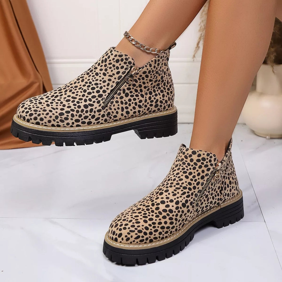 Wild at Heart Leopard Print Zip Ankle Boots