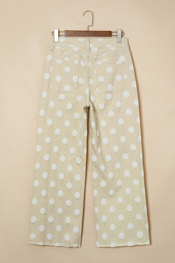 Daleyza Polka Dot Raw Hem High-Waist Shift Jeans