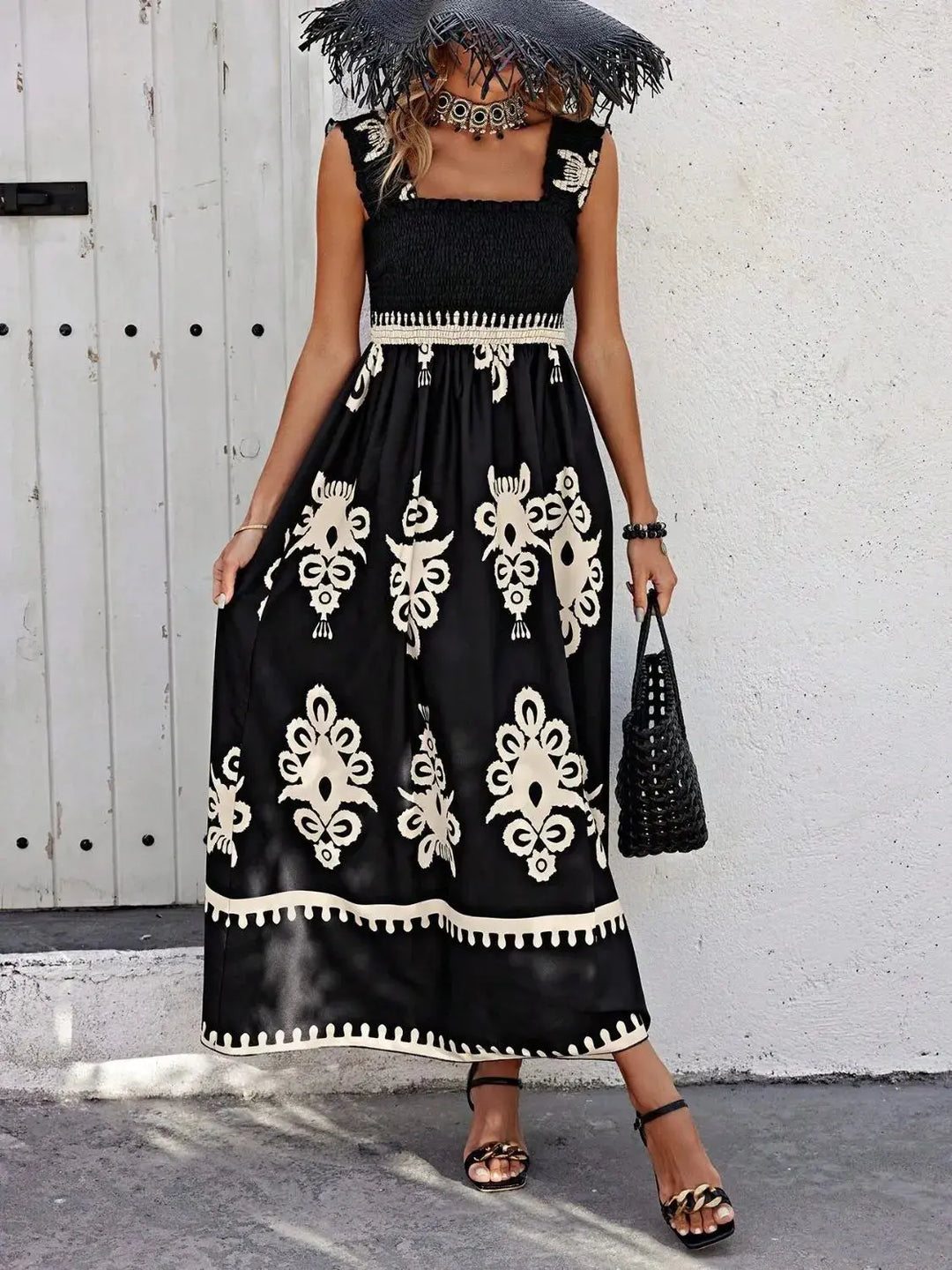 Boho Smocked Maxi Dress