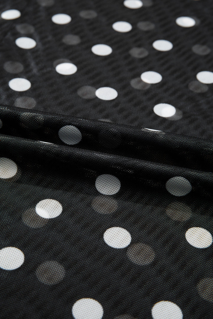 Polka Dot Sheer Mesh High Neck Tee