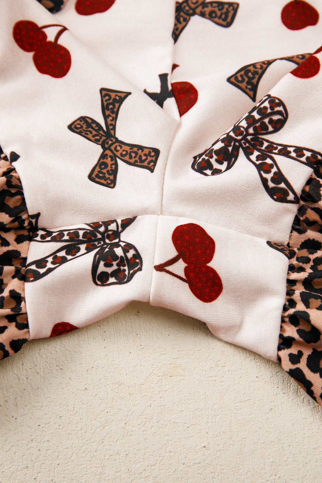 Della Cherry Bow Patchwork Pajama Lounge Set