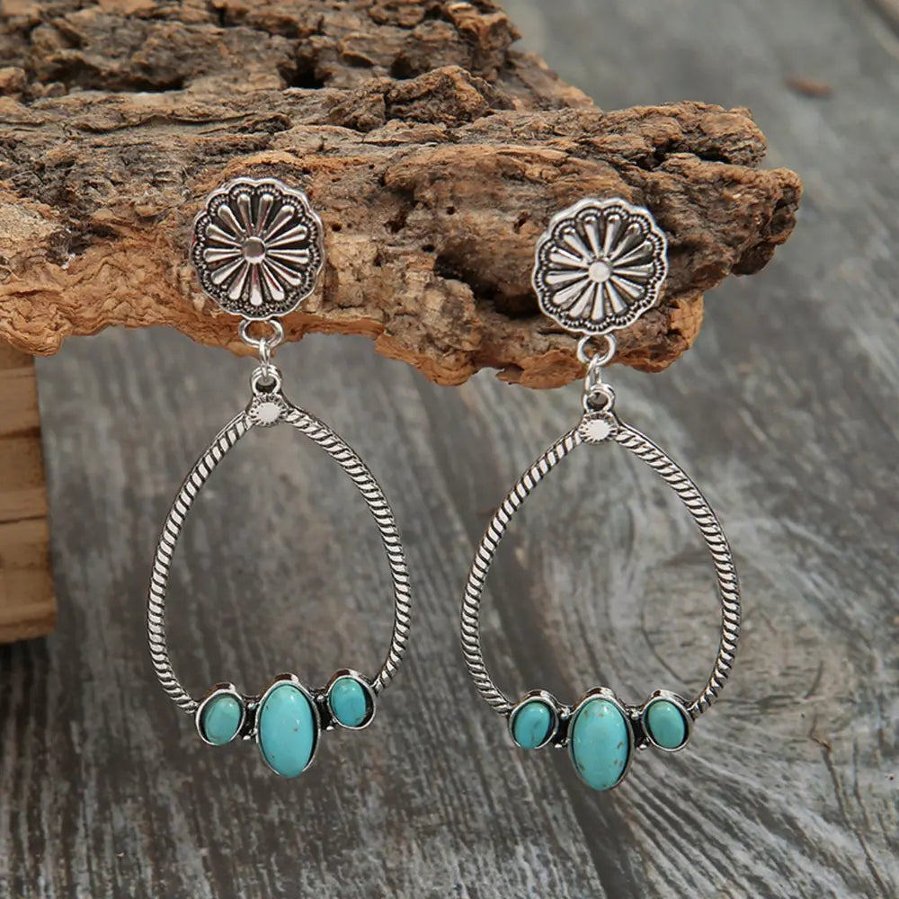 Western Turquoise Teardrop Earrings