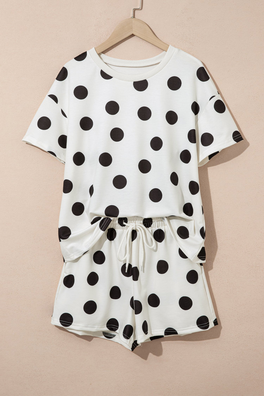 Polka Dot Short Sleeve Tee &amp; Drawstring Shorts Set