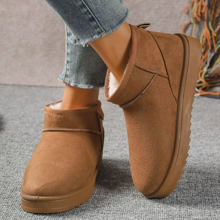 Suede Round-Toe Platform Boots