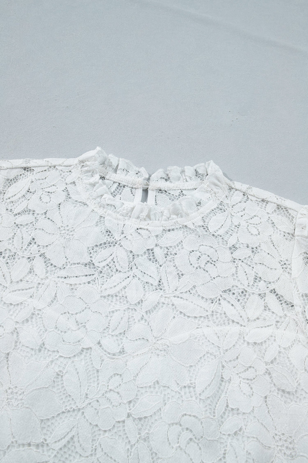 Lace Ruffle Flounce Sleeve Blouse