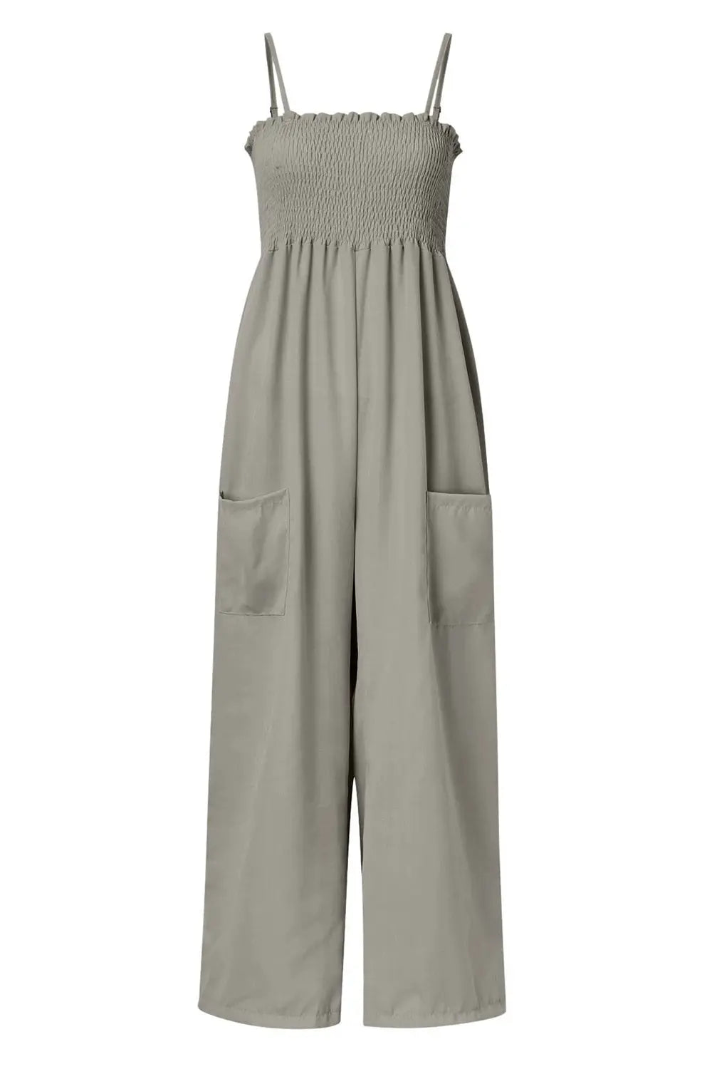 Smocked Spaghetti Strap Wide-Leg Jumpsuit