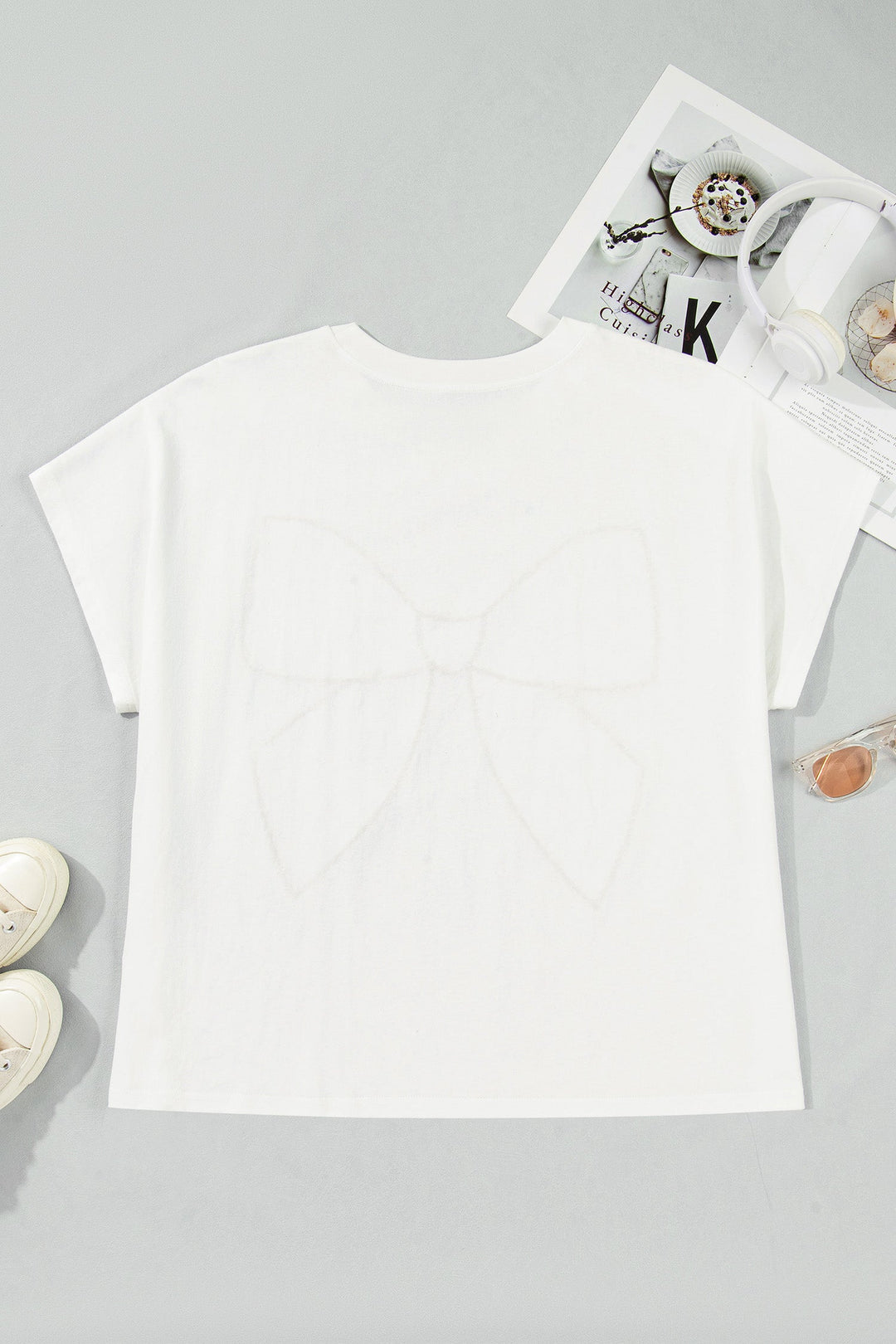 Aliya Leopard Bow Embroidered Plus Size Tee