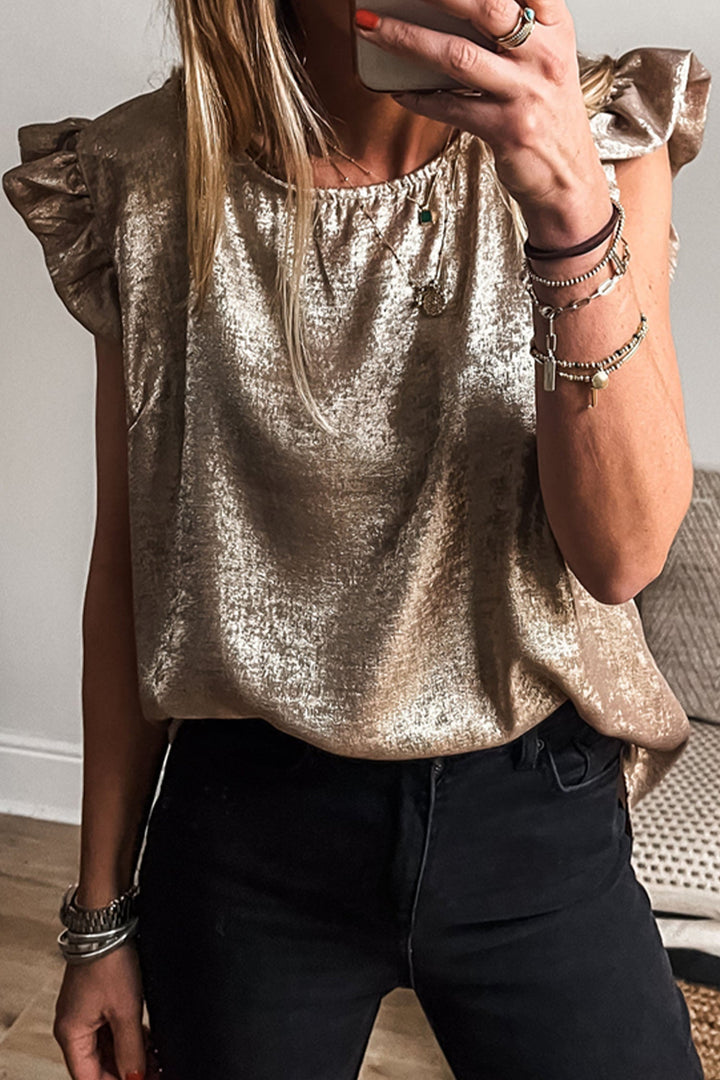Ruffle Trim Sleeveless Top